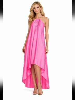 Ramy Brook Elegant Hot Pink Halter Maxi Dress